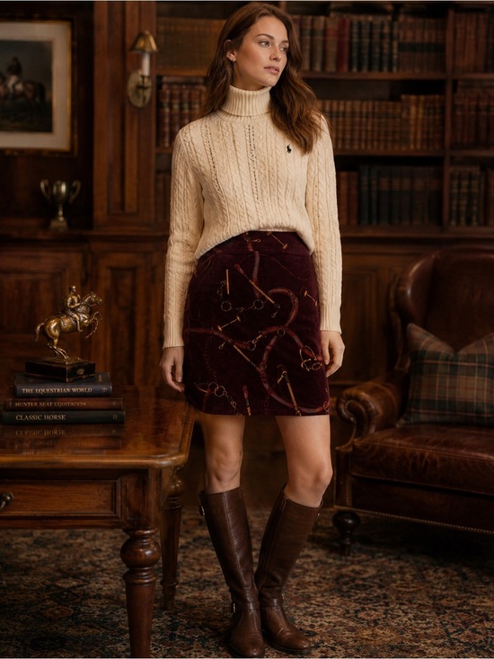 Talbots Dresses & Skirts - Talbots Equestrian Print Corduroy Skirt